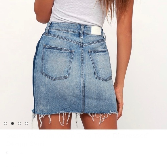 PISTOLA Sierra high waisted side stripe mini distressed denim skirt size 26 - Picture 3 of 8